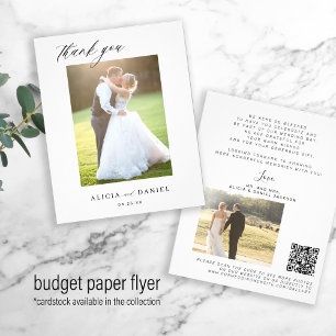 Budget QR CODE 2 photo wedding thank you Flyer