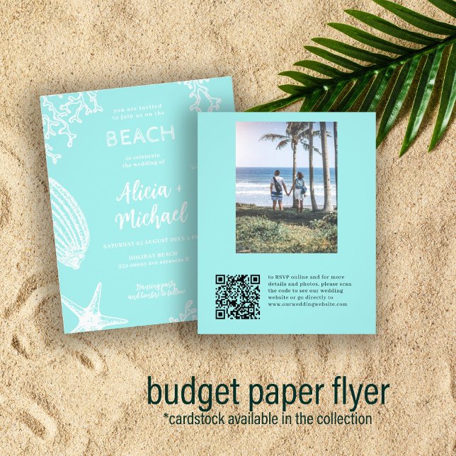 Budget QR CODE beach photo wedding Invitation Flyer (Creator Uploaded)