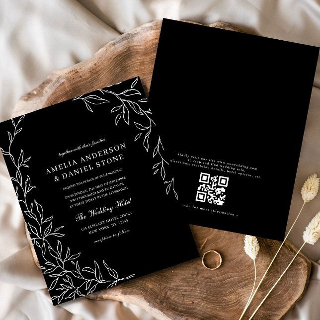 Budget QR Code Black & White Wedding Invitation (Creator Uploaded)