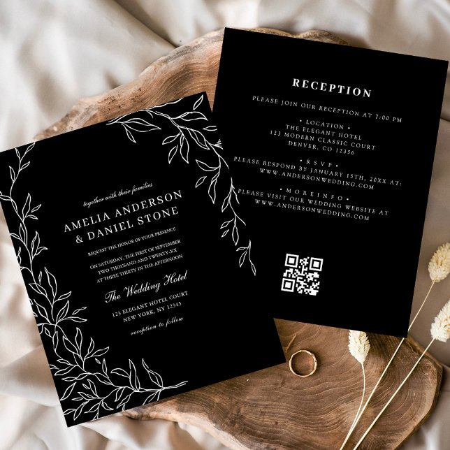 Budget QR Code Black & White Wedding Invitation Flyer (Creator Uploaded)