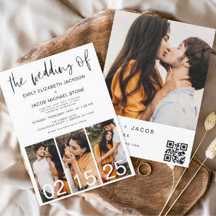 Budget QR Code Calligraphy Wedding Invitation