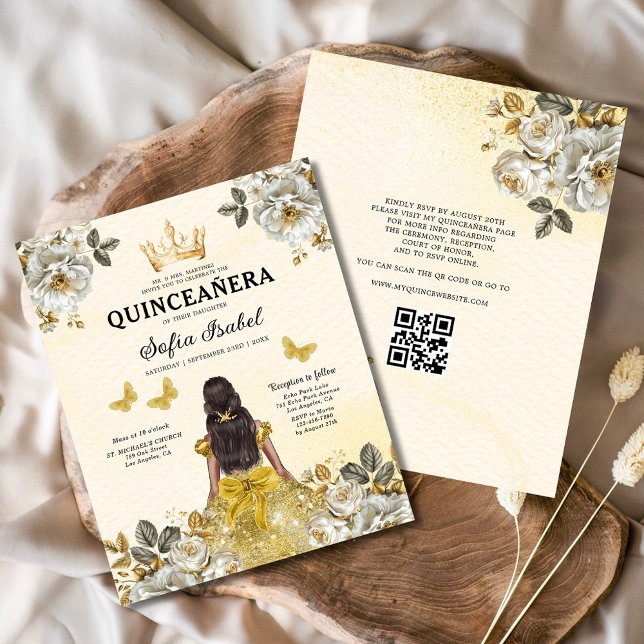 Budget QR Code Floral Gold Butterfly Princess  Flyer (Creator Uploaded)