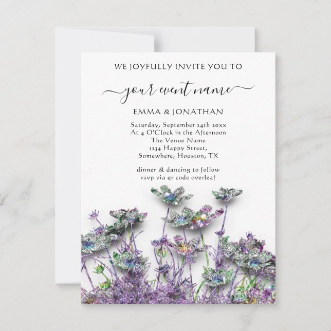 Budget QR CODE Floral Meadow Purple  (Front)