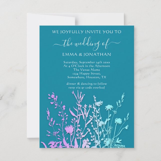 Budget QR CODE Floral Meadow Purple Teal Blue (Front)