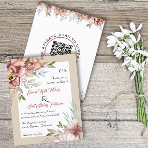 BUDGET QR code flowers wedding invitation