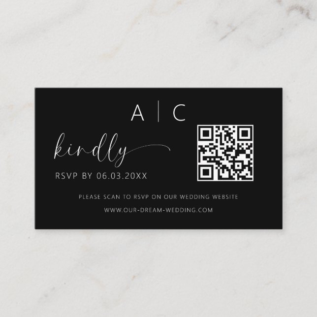 Budget QR Code Minimalist RSVP Wedding Website Enclosure Card (Front)