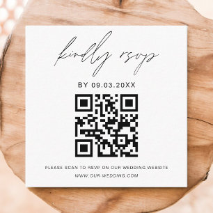 Budget QR Code Minimalist RSVP Wedding Website  Enclosure Card