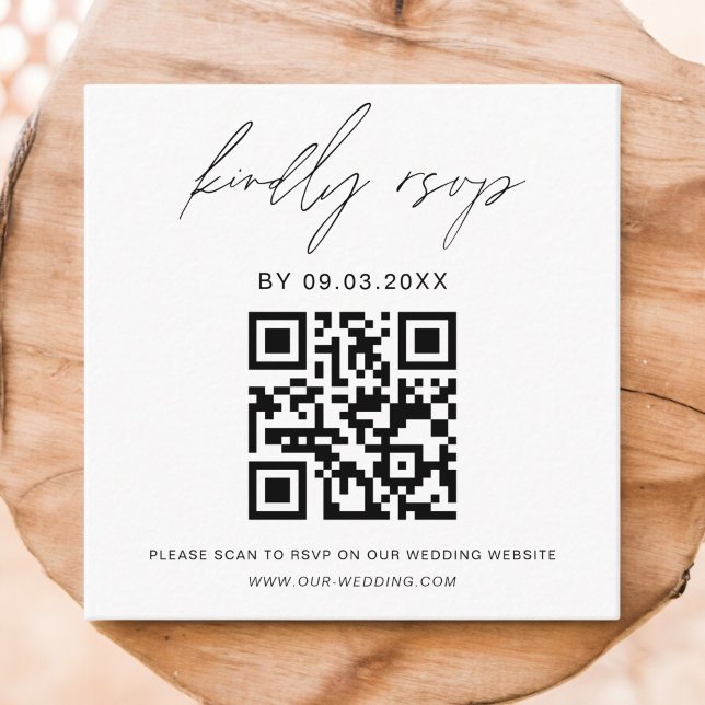 Budget QR Code Minimalist RSVP Wedding Website  Enclosure Card (Creator Uploaded)