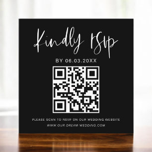 Budget QR Code Minimalist RSVP Wedding Website Enclosure Card