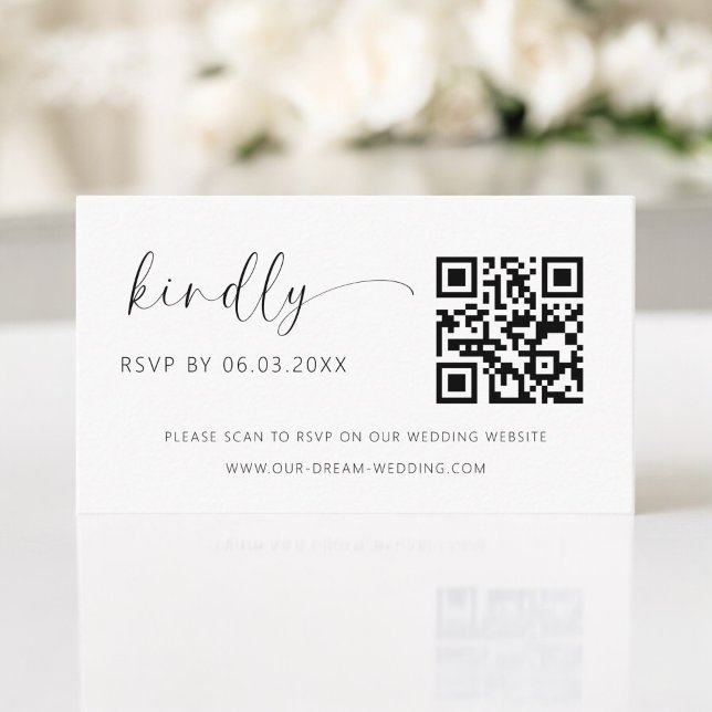 Budget QR Code Minimalist RSVP Wedding Website Enclosure Card (Creator Uploaded)