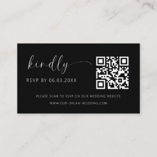 Budget QR Code Minimalist RSVP Wedding Website Enclosure Card