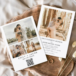 Budget QR code Minimalist White Wedding Photo