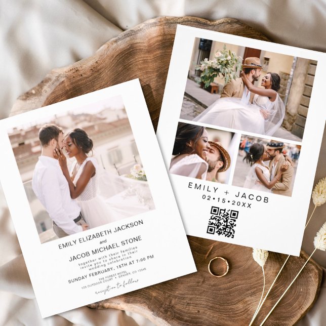 Budget QR code Minimalist White Wedding Photo Flyer (Creator Uploaded)