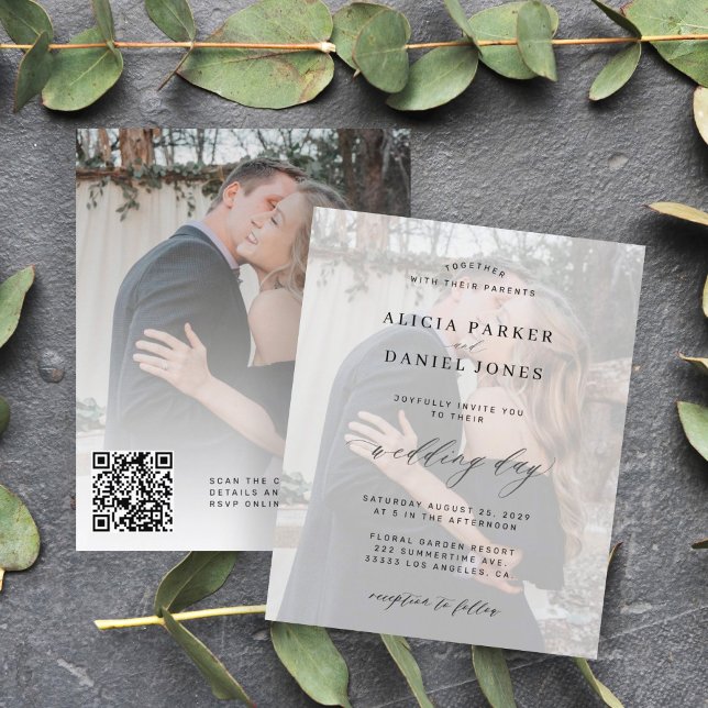 Budget QR CODE modern photo wedding invitation (Creator Uploaded)