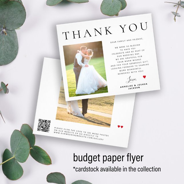 Budget QR CODE modern photo wedding thank you Flyer (Creator Uploaded)