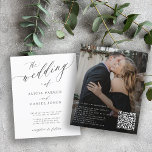 Budget QR code photo elegant wedding Invitation<br><div class="desc">Elegant trendy black and white BUDGET photo wedding invitation with "the wedding of" text featuring a chic calligraphy script and your QR CODE (automatically generated). Personalise it with your engagement photo on the backside and your text. This timeless wedding invite is suitable for modern style formal wedding ceremonies and receptions....</div>