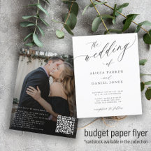 Budget QR code photo elegant wedding Invitation