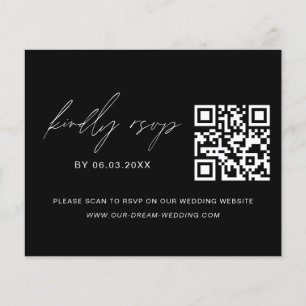 Budget QR Code Photo RSVP Minimalist Wedding Flyer