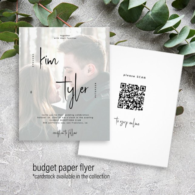 Budget QR CODE photo wedding Invitation Flyer (Creator Uploaded)