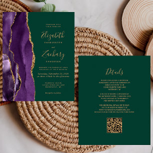 Budget QR Code Purple Agate Emerald Green Wedding
