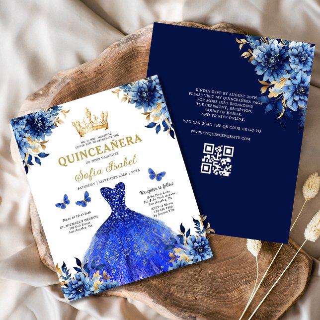 Budget QR Code Quinceanera Royal Blue Princess  (Creator Uploaded)