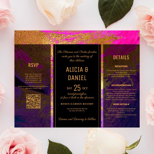 Budget QR code rsvp details wedding invitation (Creator Uploaded)
