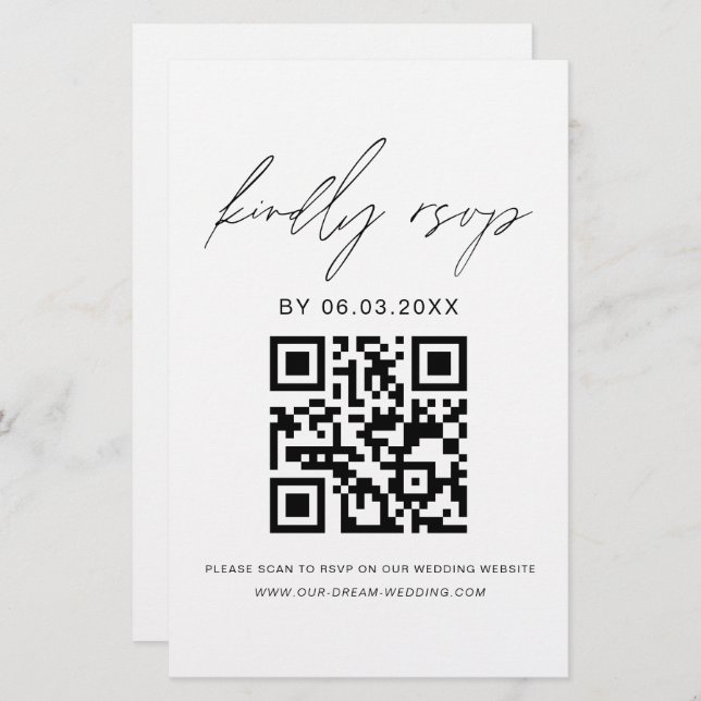 Budget QR Code RSVP Minimalist Wedding Website (Front/Back)