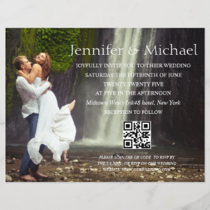 budget qr code rsvp photo wedding invitation flyer