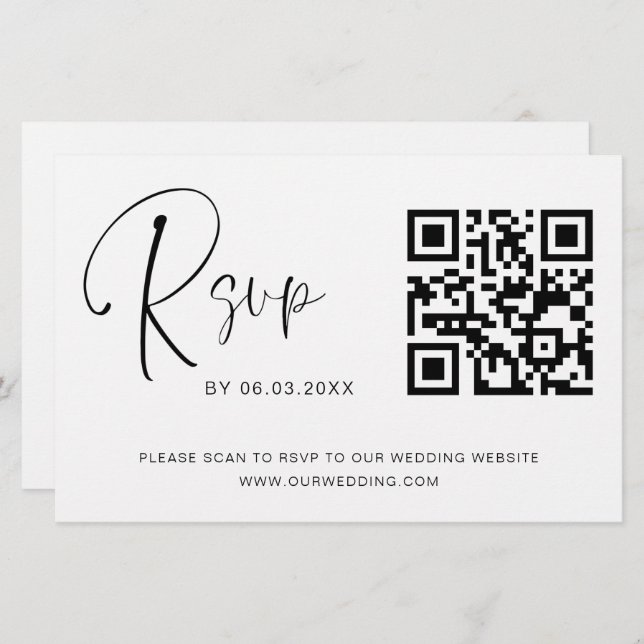 Budget QR Code RSVP Wedding Website (Front/Back)