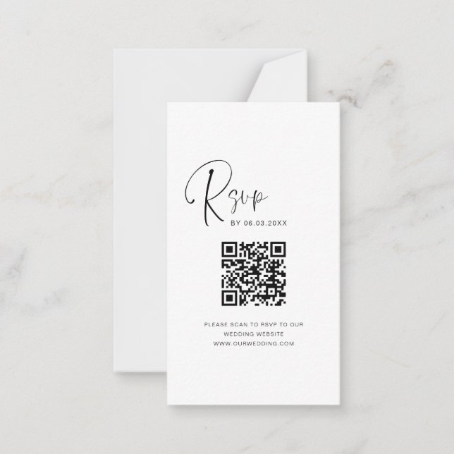 Budget QR Code RSVP Wedding Website Card (Front)
