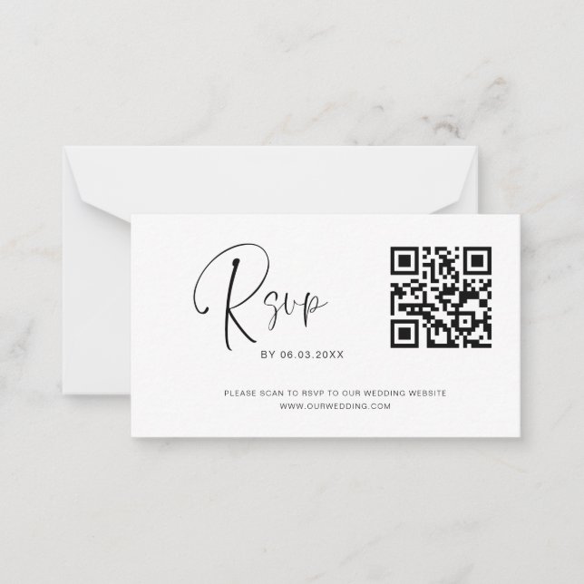 Budget QR Code RSVP Wedding Website Card (Front)