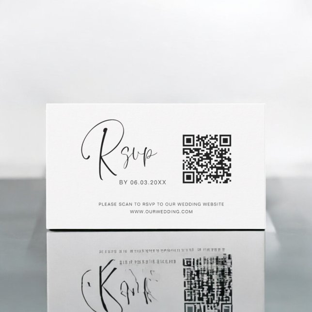 Budget QR Code RSVP Wedding Website Card (Creator Uploaded)