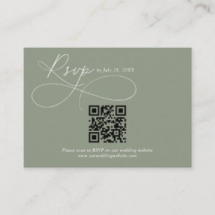 BUDGET QR Code Sage Green Calligraphy Wedding Rsvp Enclosure Card