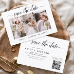 Budget QR Code - Save the Date  Modern 3 Photo Flyer<br><div class="desc">Budget QR Code - Modern and Elegant Landscape Horizontal Three (3) Photo Save the Date Wedding Magnet with hand lettered script typography. The save the date invitation magnet includes script typography and chic and simple design that you can add your customized engagement photograph picture to.</div>