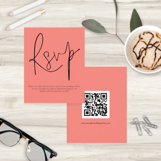 Budget QR Code Script Coral Rose Wedding RSVP (Creator Uploaded)