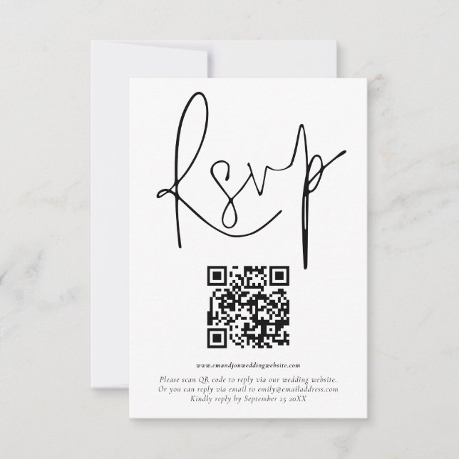 Budget QR Code Script Wedding RSVP Invitation (Front)