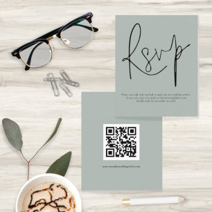 Budget QR Code Script Wedding Silvery Sage RSVP