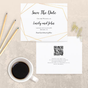 Budget QR Code Simple Gold Geometric Save The Date