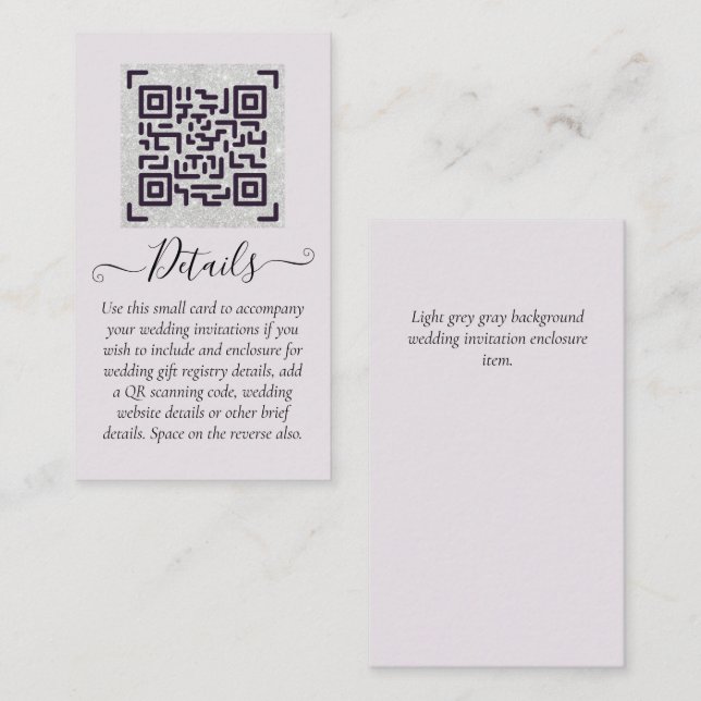 Budget QR Code Website RSVP Hotel Wedding Details  Business Card (Front/Back)