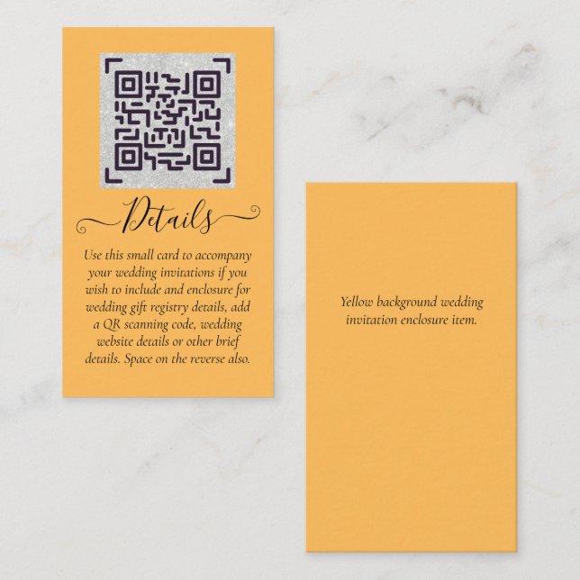 Budget QR Code Website RSVP Hotel Wedding Details  Business Card (Front/Back)