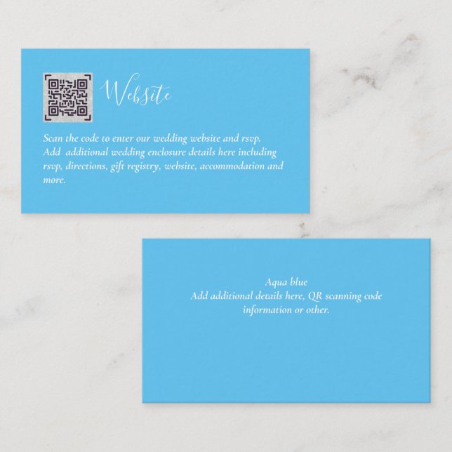Budget QR Code Website RSVP Hotel Wedding Details  Enclosure Card (Front/Back)
