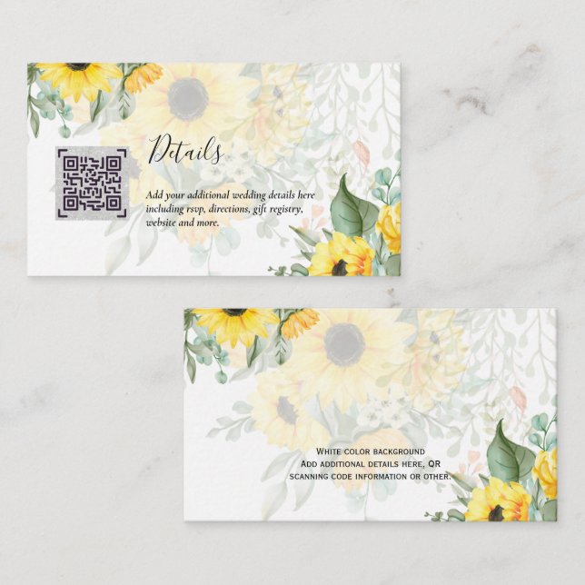 Budget QR Code Website RSVP Hotel Wedding Details Enclosure Card (Front/Back)