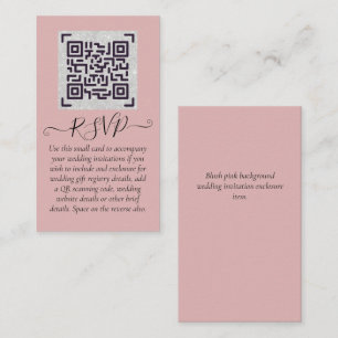 Budget QR Code Website RSVP Hotel Wedding Details  Enclosure Card