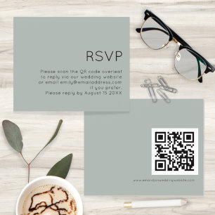 Budget QR Code Wedding Silvery Sage Green RSVP