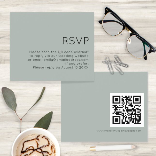 Budget QR Code Wedding Silvery Sage Green RSVP (Creator Uploaded)
