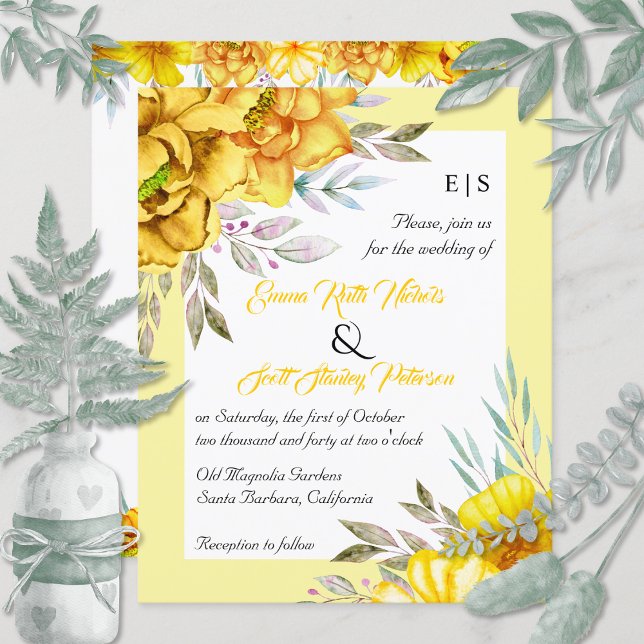 BUDGET QR code yellow flowers wedding invitation (Creator Uploaded)