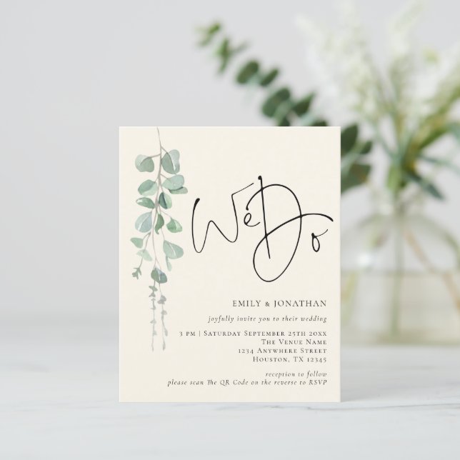 Budget QR Eucalyptus Ivory Sage We Do Wedding  (Standing Front)