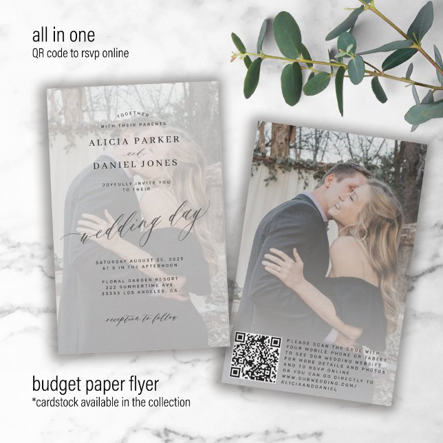 Budget QR photo modern overlay wedding invitation Flyer (Creator Uploaded)
