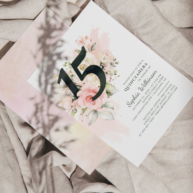 Budget Quinceanera 15th Birthday Floral Invitation (Creator Uploaded)