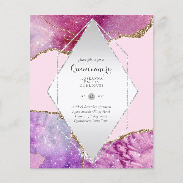 BUDGET QUINCEANERA - AGATE Sparkles Glamour Chic Flyer (Front)